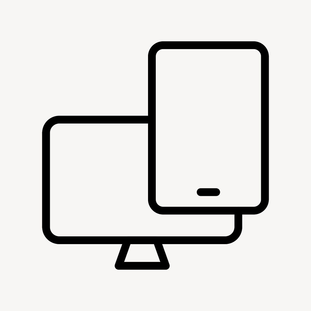 Tablet png icon psd for social media in outline style