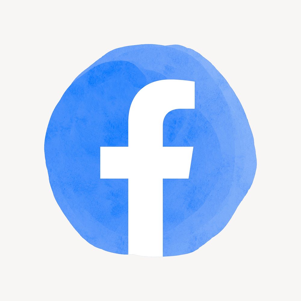 Facebook app icon psd with a watercolor graphic effect. 21 JULY 2021 - BANGKOK, THAILAND