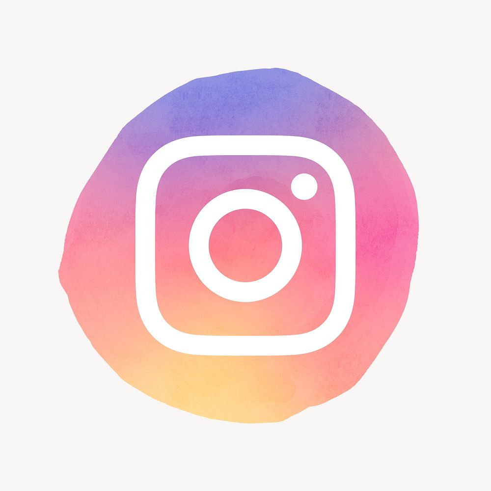 Instagram logo psd in watercolor design. Social media icon. 21 JULY 2021 - BANGKOK, THAILAND
