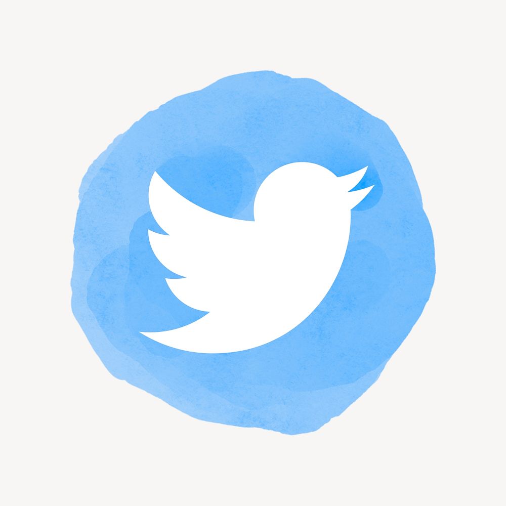 Twitter app icon psd with a watercolor graphic effect. 21 JULY 2021 - BANGKOK, THAILAND