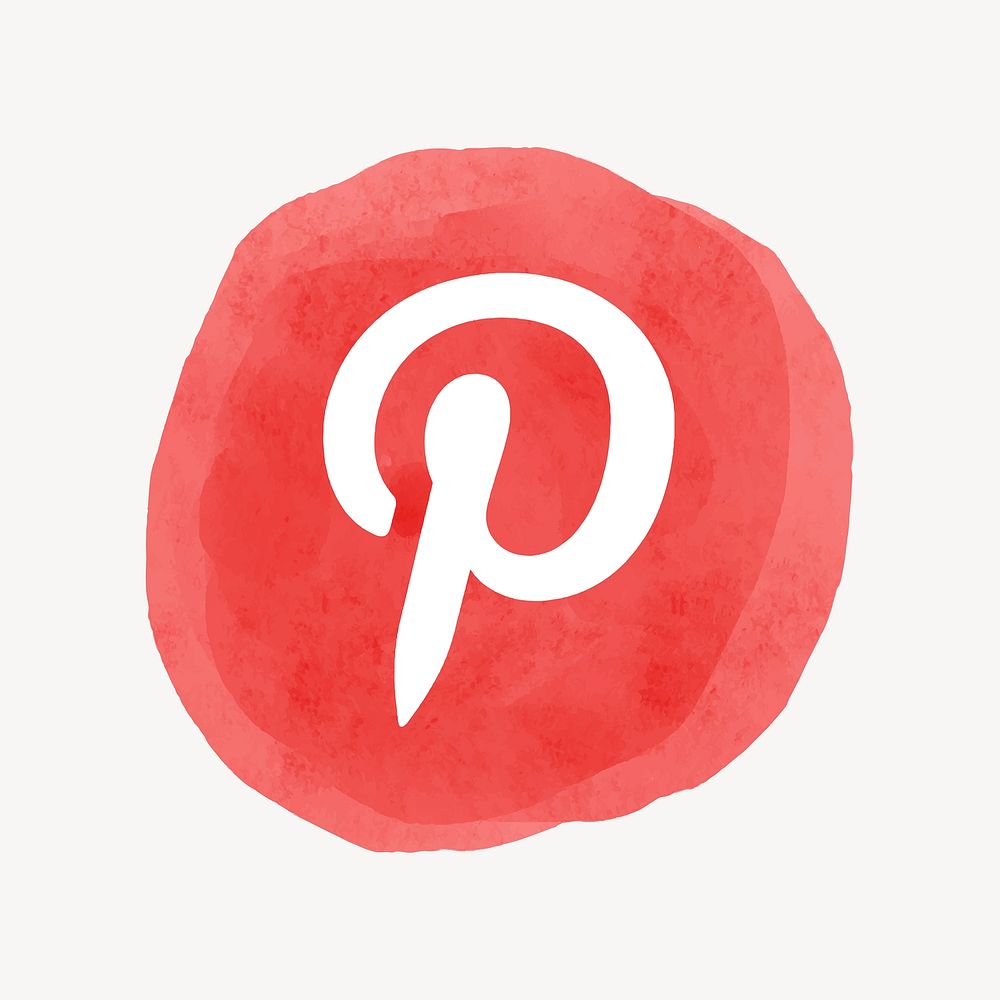 Pinterest logo vector in watercolor design. Social media icon. 21 JULY 2021 - BANGKOK, THAILAND