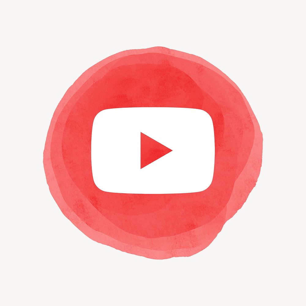 YouTube app icon psd with a watercolor graphic effect. 21 JULY 2021 - BANGKOK, THAILAND