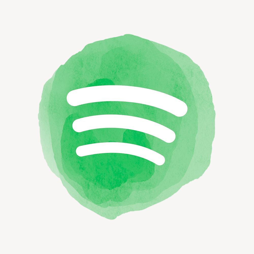 Spotify app icon psd with a watercolor graphic effect. 21 JULY 2021 - BANGKOK, THAILAND