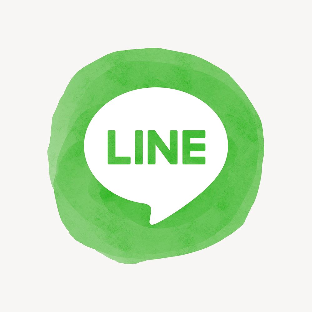 LINE app icon psd with a watercolor graphic effect. 21 JULY 2021 - BANGKOK, THAILAND