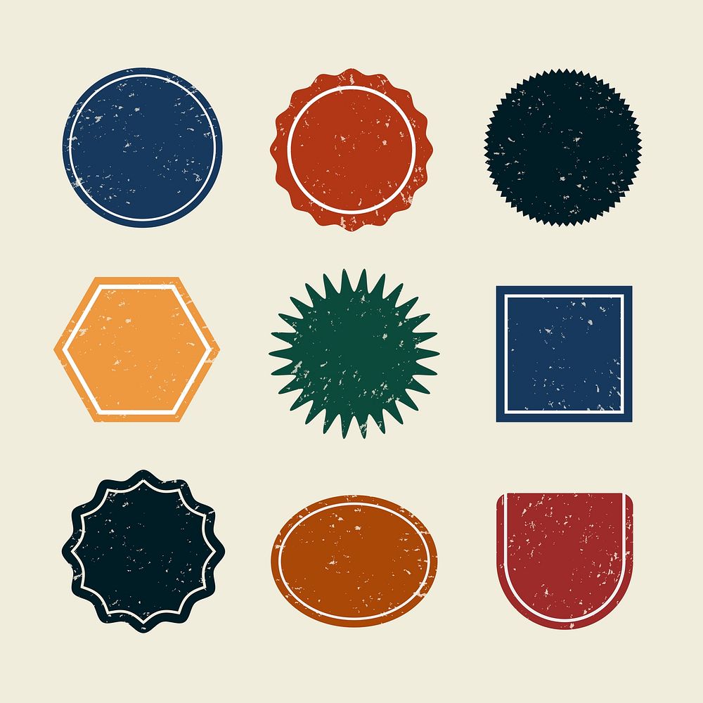 Colorful blank badges set vector in vintage style