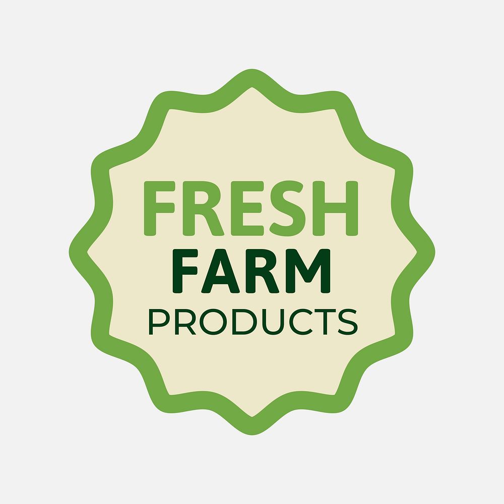 Fresh farm products sticker vector for healthy diet food business campaign