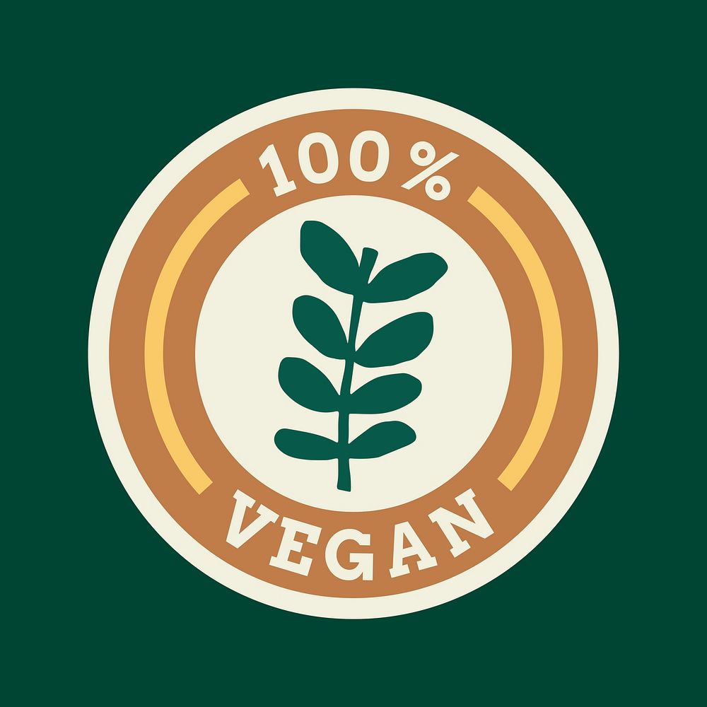 Vegan label marketing sticker vector for food packaging
