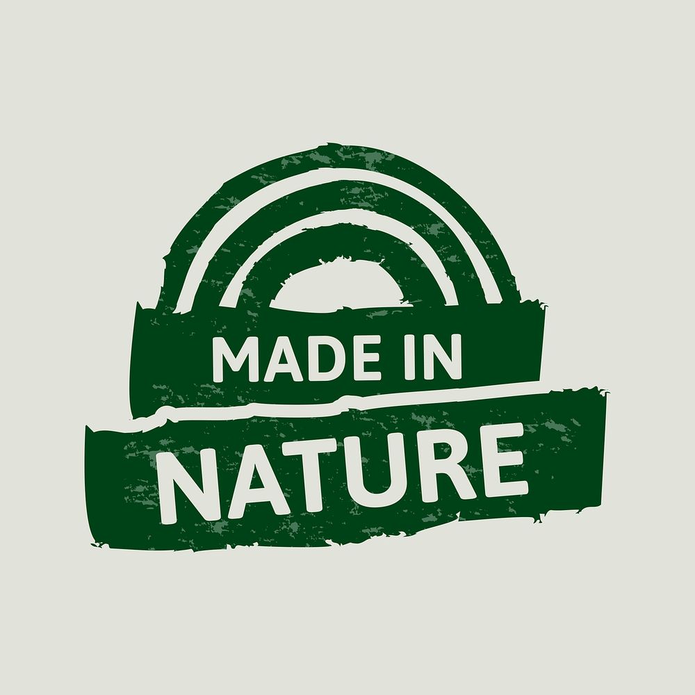 Made in nature sticker vector for healthy diet food marketing campaign