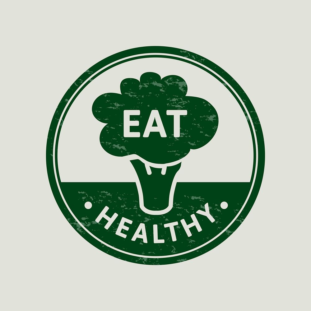 Eat healthy badge sticker vector for food marketing campaign