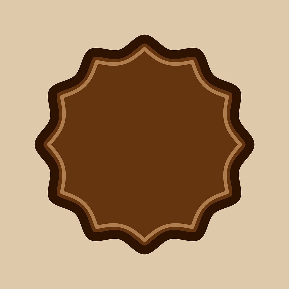 Shape blank badge sticker vector in brown