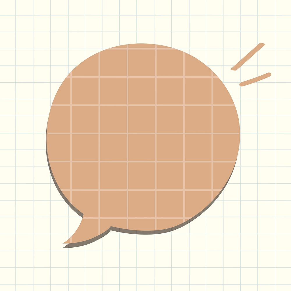 Speech bubble vector in grid brown paper pattern style