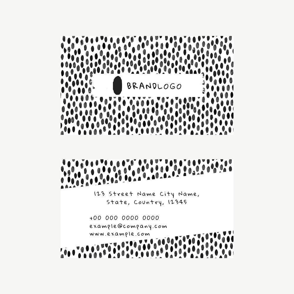 Business card editable template vector with ink brush pattern