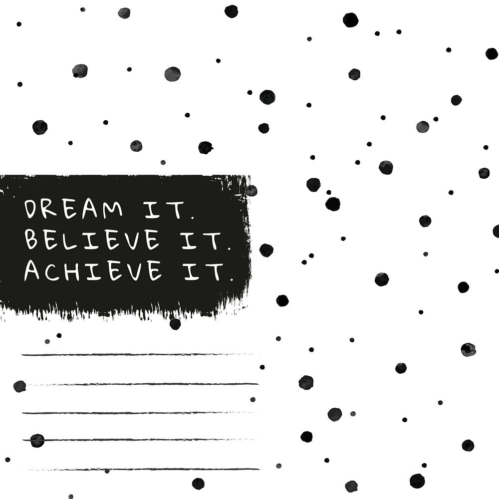 Background of polka dot psd ink brush pattern  with motivational message
