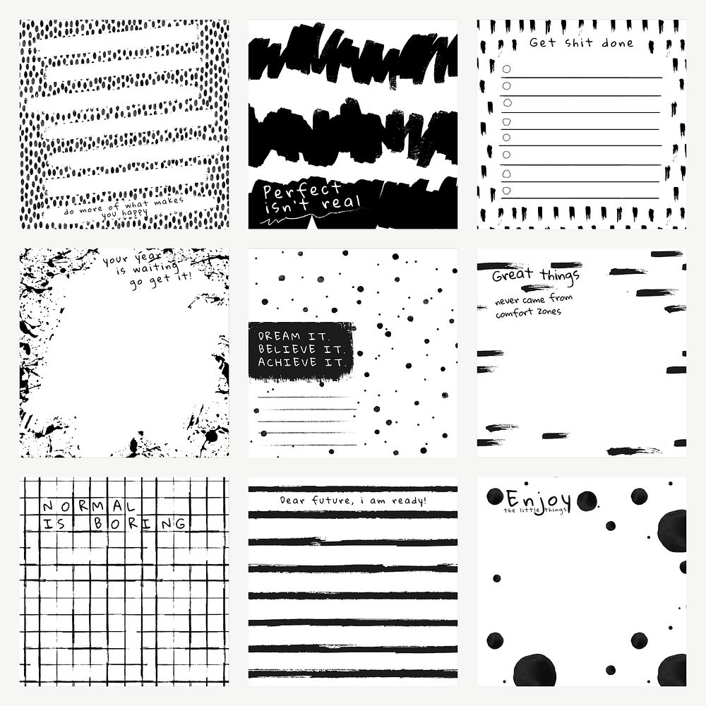Ink background psd abstract brush patterns set