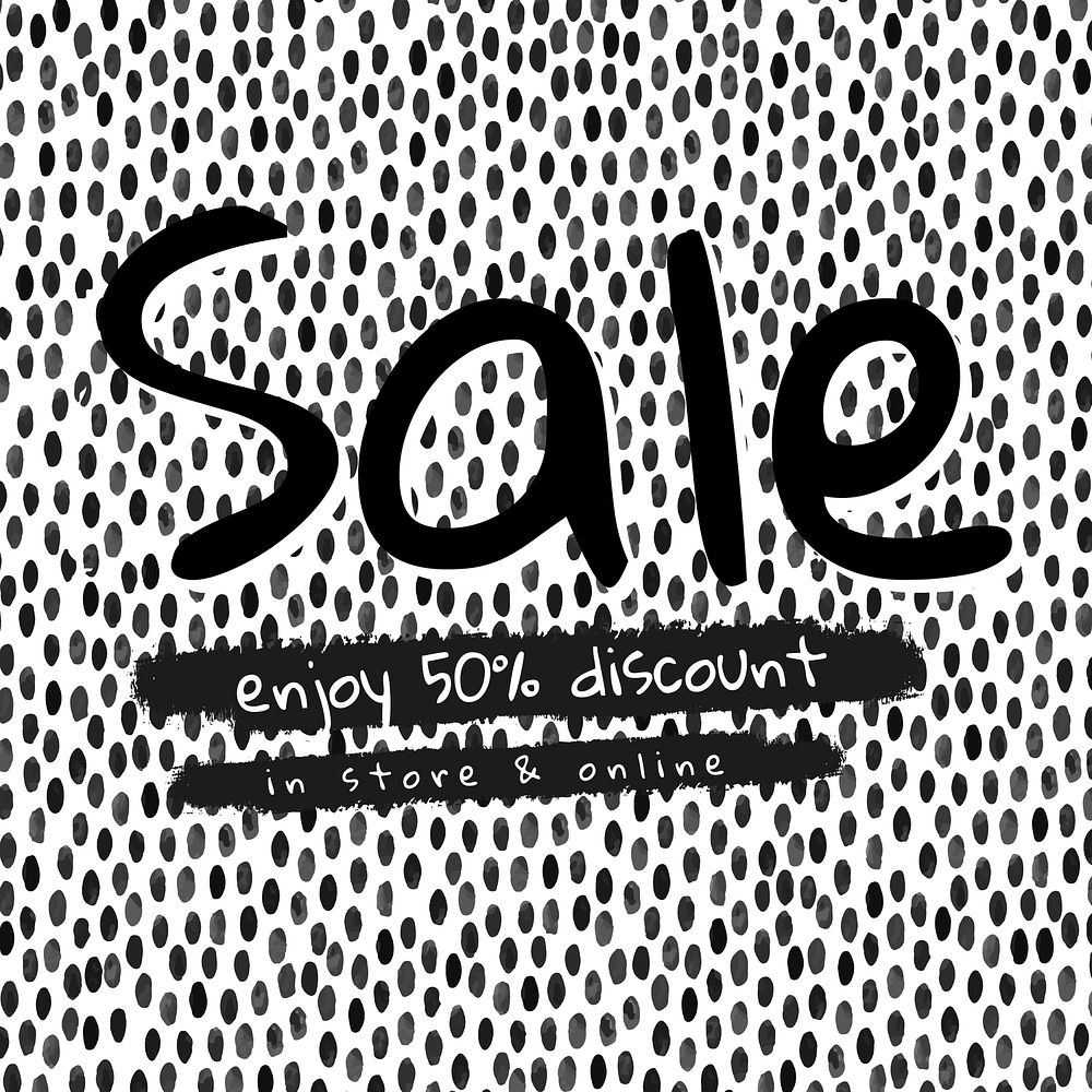 Editable sale template vector with ink brush pattern