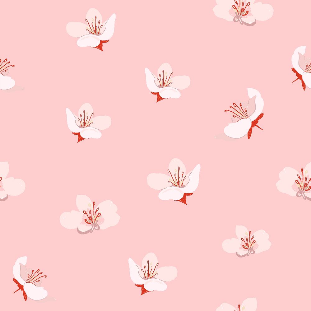 Pink sakura floral pattern psd background