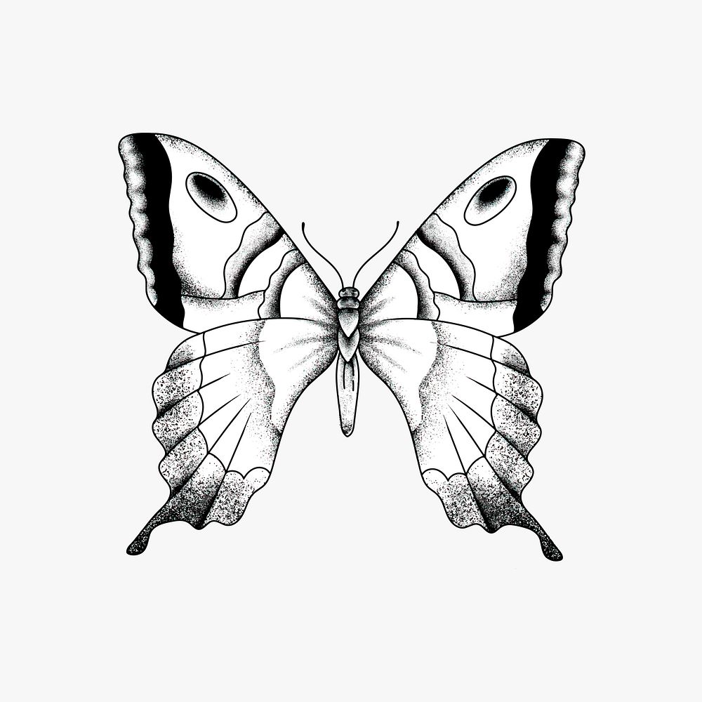 Vintage simple old school flash butterfly tattoo design icon vector