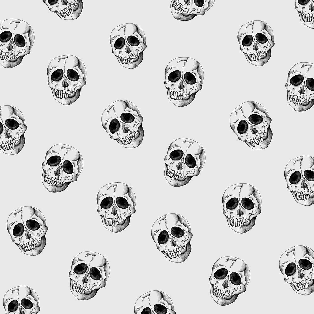 Vintage skull pattern psd background