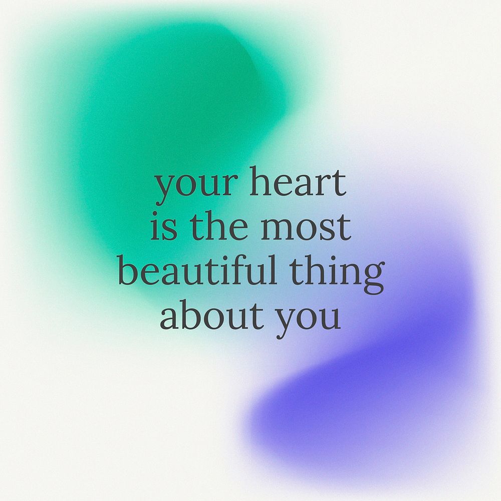Your heart is the most beautiful thing about you inspirational quote social media template vector
