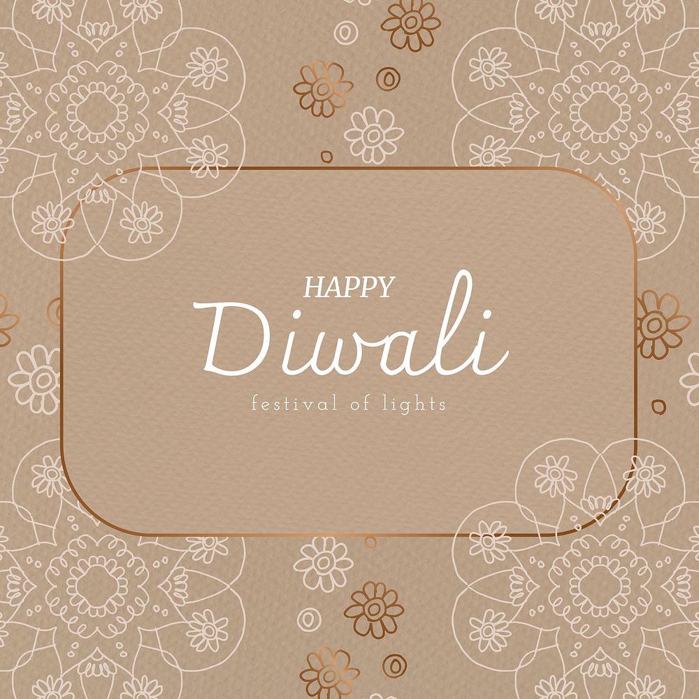 Diwali festival mandala patterned card template vector