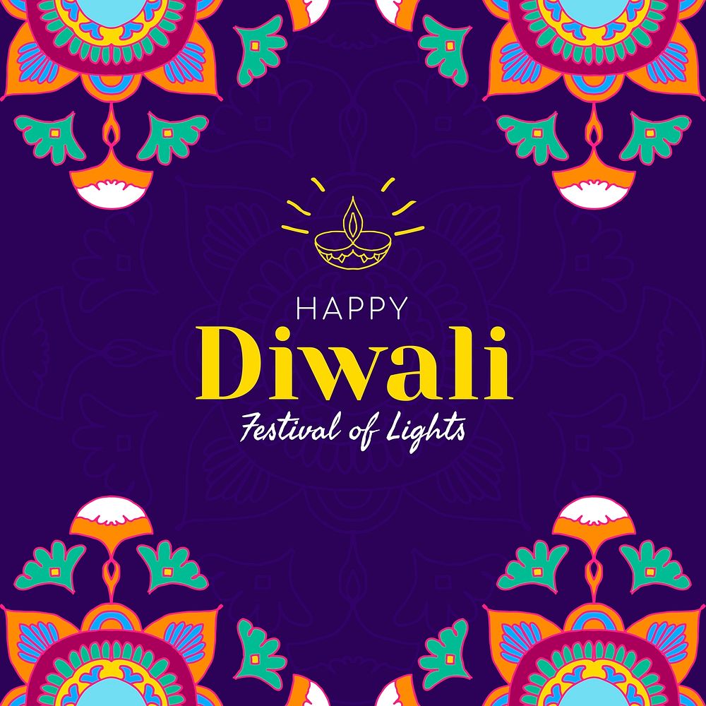 Diwali festival of lights social template vector