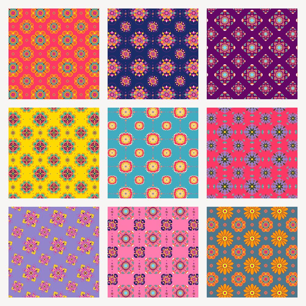 Rangoli Indian mandala pattern vector set