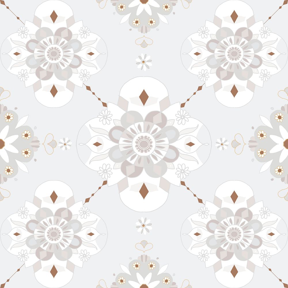 Mandala gray seamless pattern psd floral background