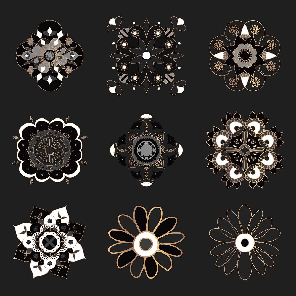 Oriental Mandala pattern psd floral symbol collection