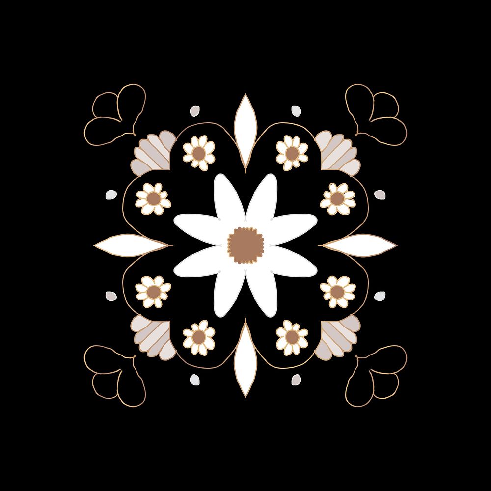 Indian Mandala pattern flower psd symbol hand drawn