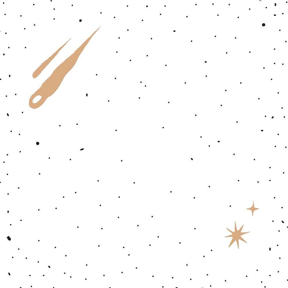 Gold vector comet doodle galactic sky background