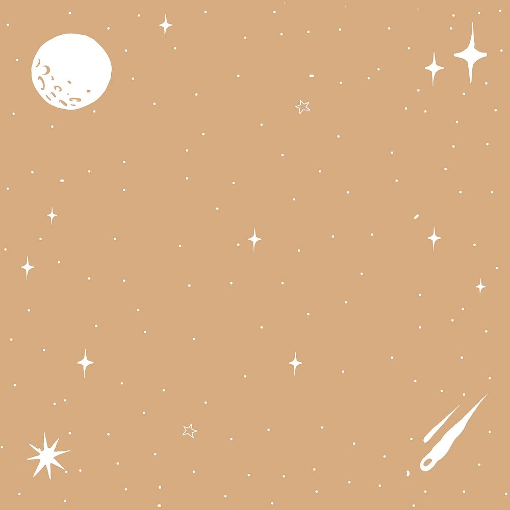 Silver psd cute doodle galaxy sky on brown background