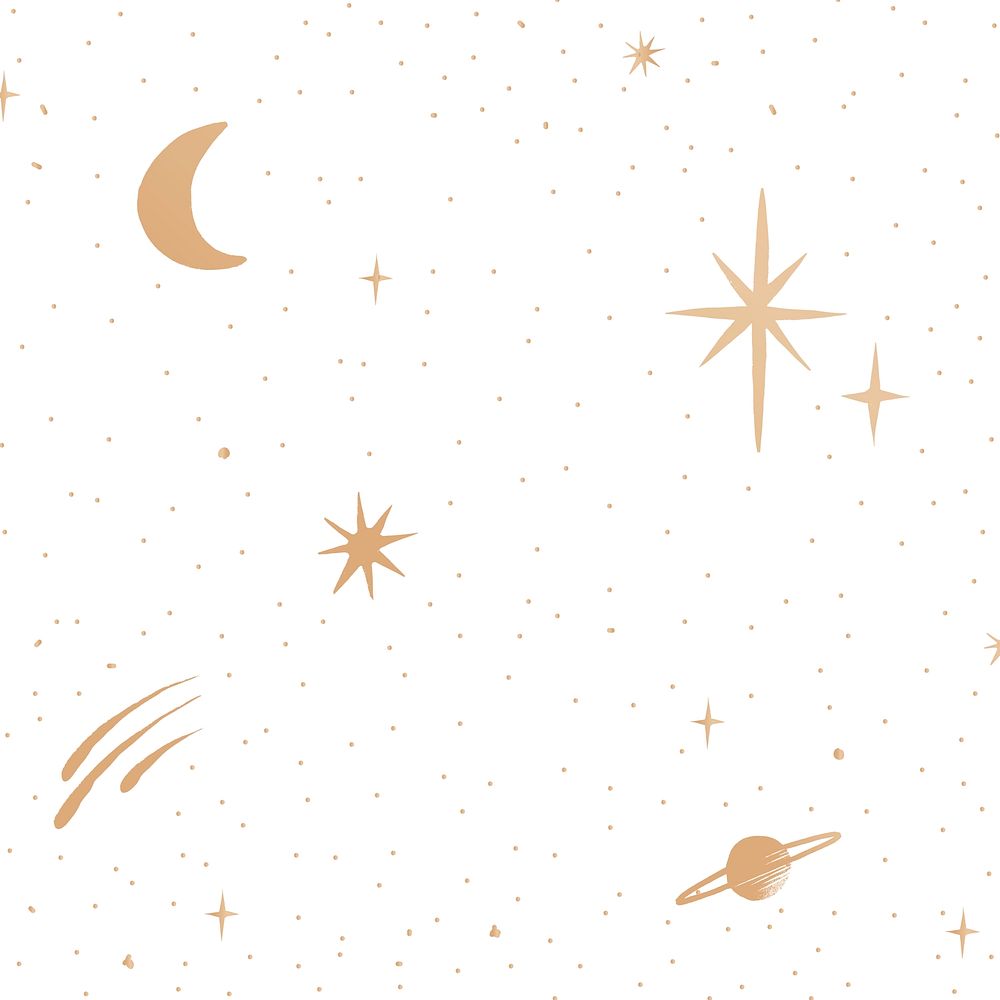 Cute sparkly stars gold psd galaxy doodle illustration