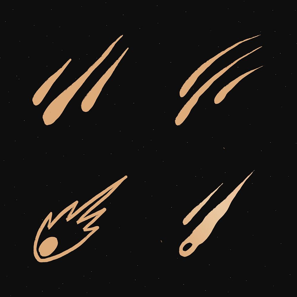 Golden psd meteor shower galactic doodle sticker