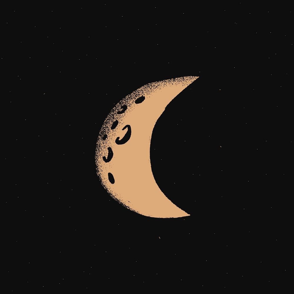 Golden crescent moon galaxy doodle illustration sticker