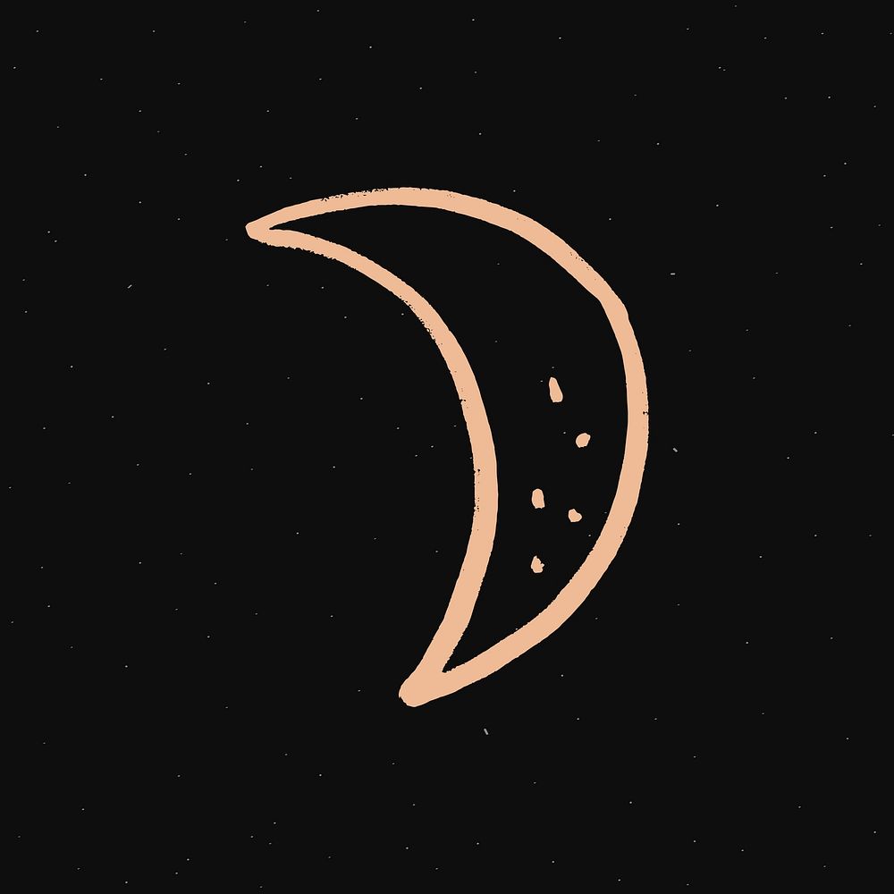 Space half moon gold psd galactic doodle sticker