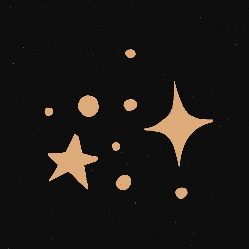 Cute stars gold galaxy doodle illustration sticker
