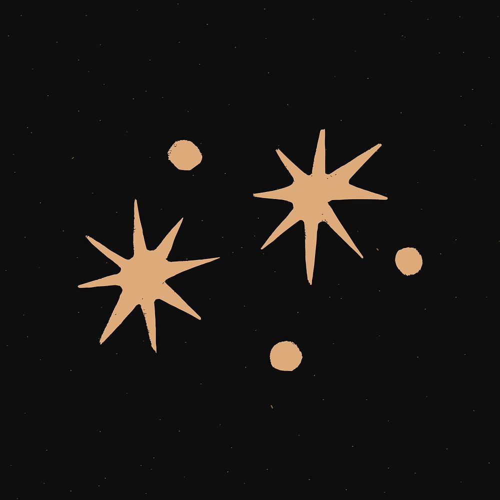 Golden psd sparkles star galactic doodle sticker