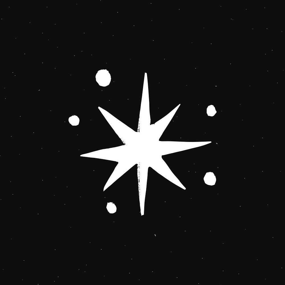 Sparkly stars white psd galaxy doodle illustration sticker