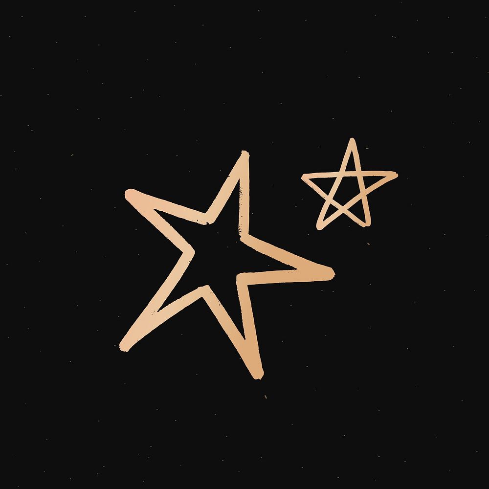 Cute stars gold psd galaxy doodle illustration sticker