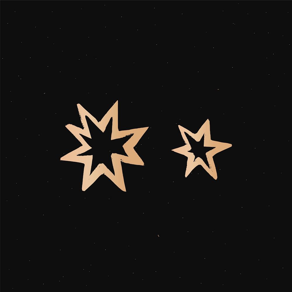 Golden stars galaxy doodle illustration sticker