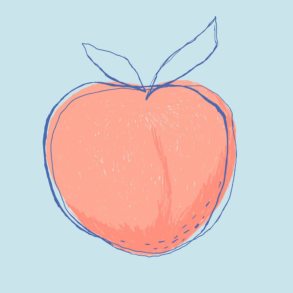 Cute doodle art peach vector fruit