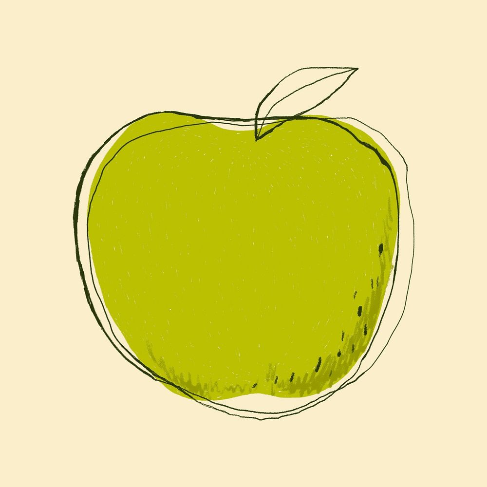 Green apple fruit logo psd hand drawn