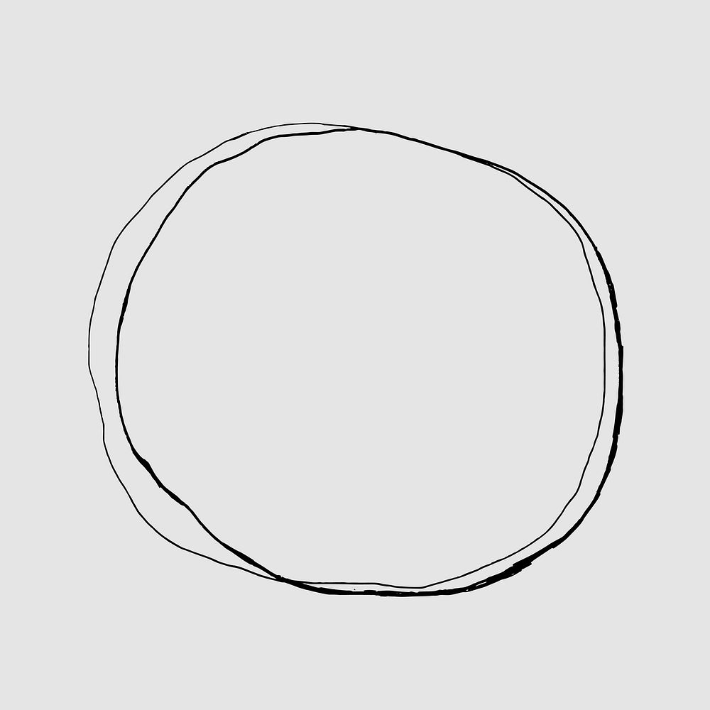 Circle line pencil frame on gray background