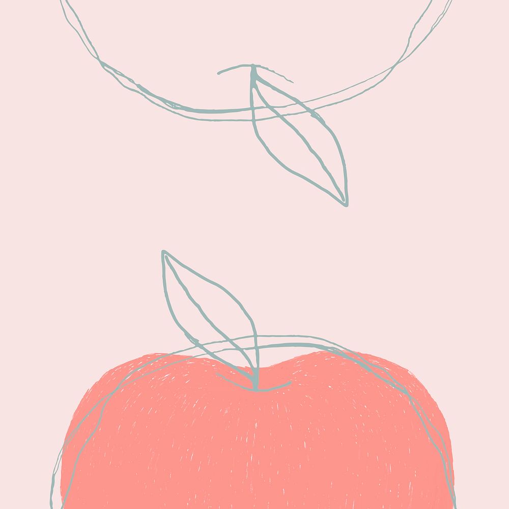 Fruit doodle pink apple vector design space