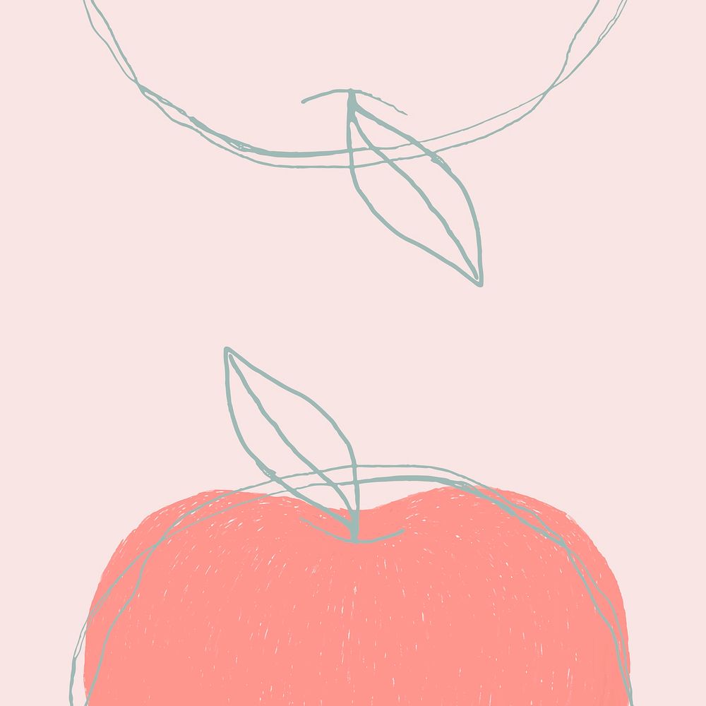 Cute pink apple fruit psd copy space