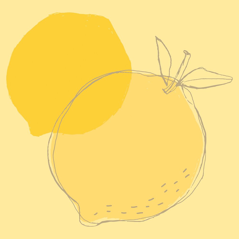 Fruit doodle yellow lemon vector design space