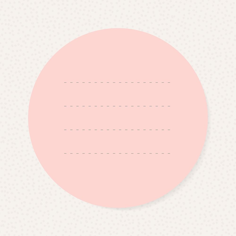Blank pink circle notepaper graphic