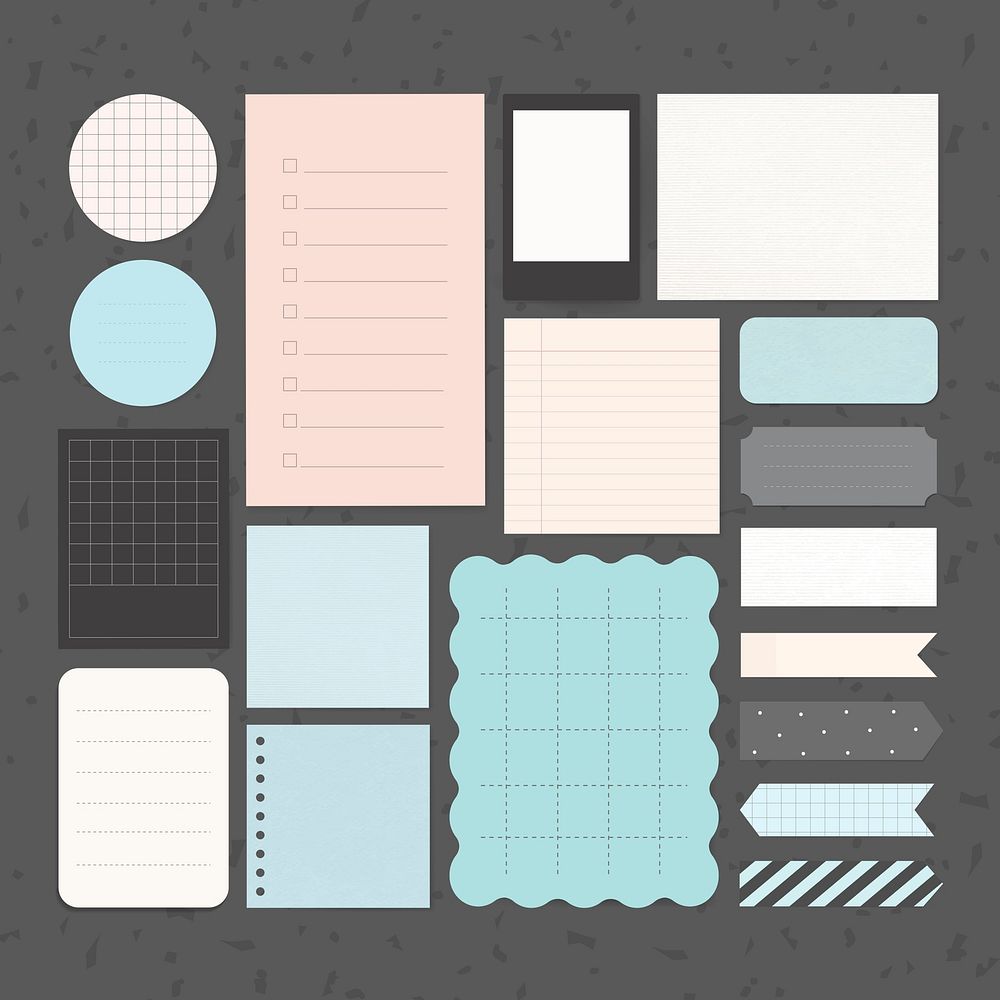 Office stationery notepad vector set