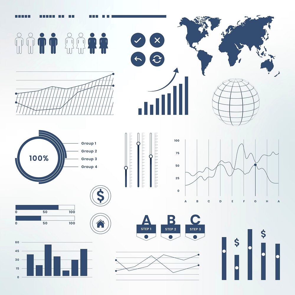 Marketing data analysis dashboard vector infographic