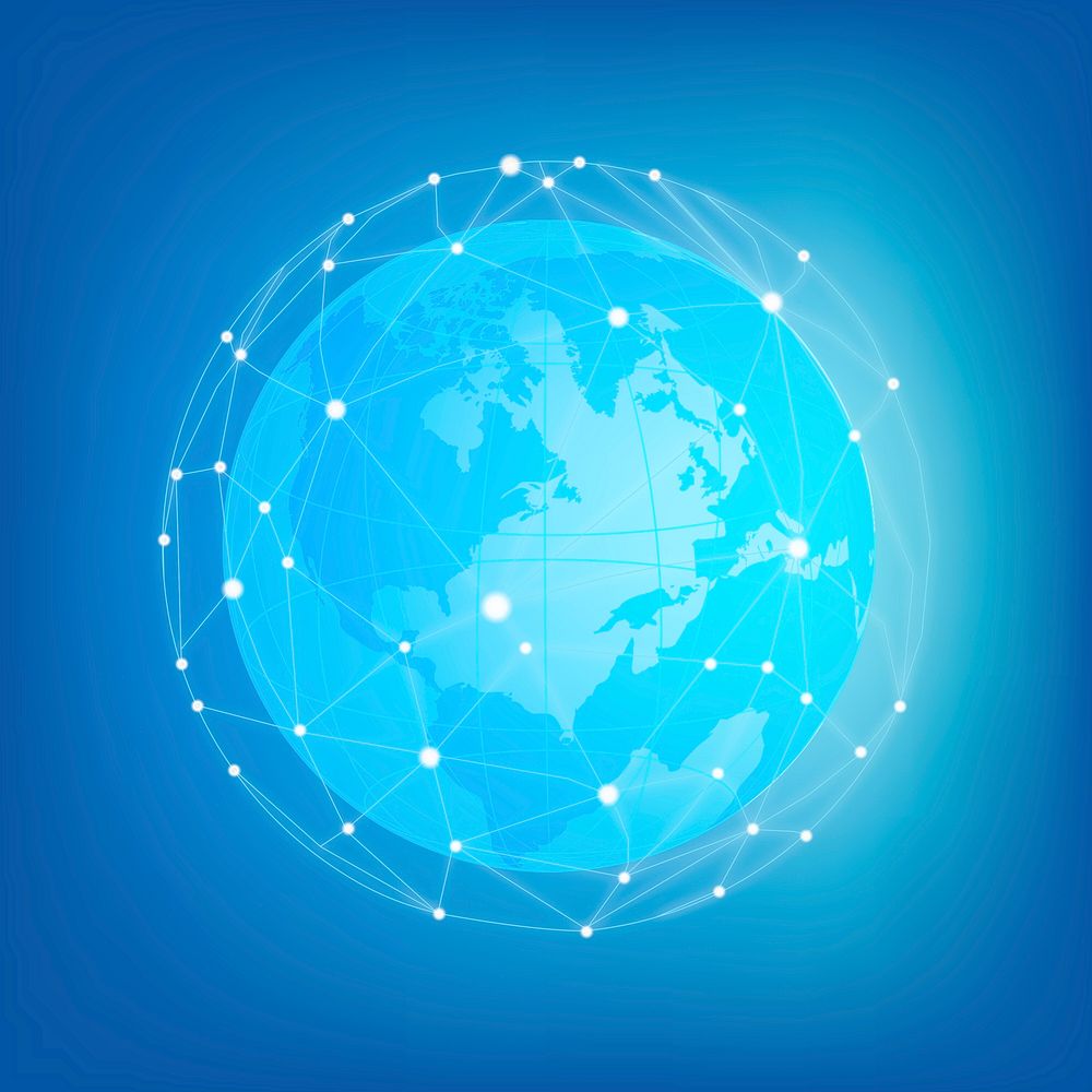 Glowing global network psd business connection element